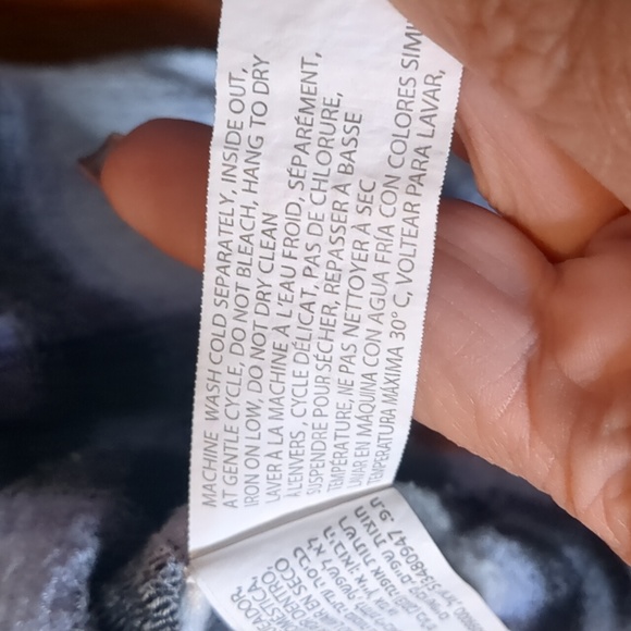 DEX* white black purple plaid crepe like long sleeve button front blouse tunic - Picture 10 of 13